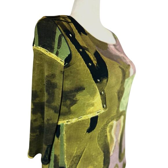 Eva Varro Tunic Layered Watercolor Top Abstract Stretch Size Large Art to Wear - Picture 1 of 9